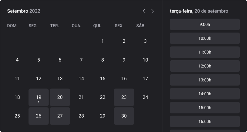 Calendário simbolizando aplicação